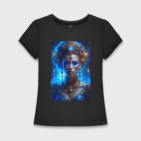 Женская футболка хлопок Slim с принтом Фантастическая Богиня Тьмы от нейросети в Екатеринбурге,  |  | 