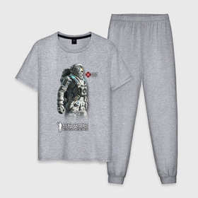 Мужская пижама хлопок с принтом Space Engineers в Кировске, 100% хлопок | брюки и футболка прямого кроя, без карманов, на брюках мягкая резинка на поясе и по низу штанин
 | 