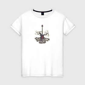 Женская футболка хлопок с принтом Электрогитара с ветками дерева в Петрозаводске, 100% хлопок | прямой крой, круглый вырез горловины, длина до линии бедер, слегка спущенное плечо | 