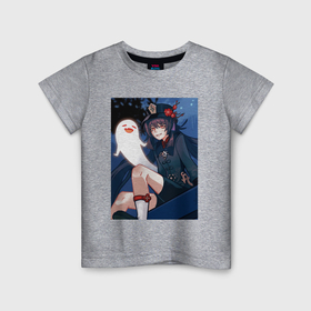 Детская футболка хлопок с принтом Genshin Impact Hu Tao   Liyue в Петрозаводске, 100% хлопок | круглый вырез горловины, полуприлегающий силуэт, длина до линии бедер | Тематика изображения на принте: 