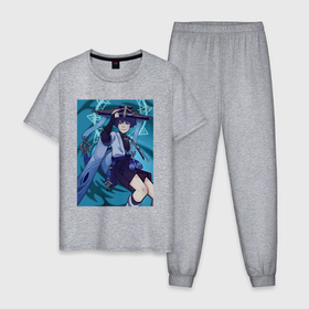 Мужская пижама хлопок с принтом Genshin Impact Wanderer, Scaramouche , 100% хлопок | брюки и футболка прямого кроя, без карманов, на брюках мягкая резинка на поясе и по низу штанин
 | 