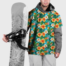 Накидка на куртку 3D с принтом Объемные цветочки гаваи в Петрозаводске, 100% полиэстер |  | Тематика изображения на принте: 