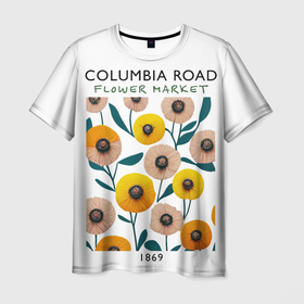 Мужская футболка 3D с принтом Flowers Market London в Белгороде, 100% полиэфир | прямой крой, круглый вырез горловины, длина до линии бедер | Тематика изображения на принте: 