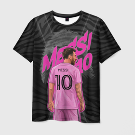 Мужская футболка 3D с принтом Лионель Месси Интер Майами в Кировске, 100% полиэфир | прямой крой, круглый вырез горловины, длина до линии бедер | 