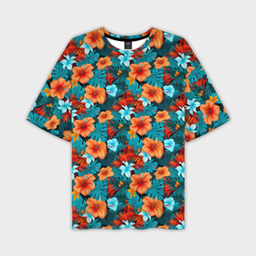 Мужская футболка oversize 3D с принтом Гавайский стиль цветы в Курске,  |  | 