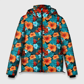 Мужская зимняя куртка 3D с принтом Гавайский стиль цветы в Белгороде, верх — 100% полиэстер; подкладка — 100% полиэстер; утеплитель — 100% полиэстер | длина ниже бедра, свободный силуэт Оверсайз. Есть воротник-стойка, отстегивающийся капюшон и ветрозащитная планка. 

Боковые карманы с листочкой на кнопках и внутренний карман на молнии. | 