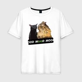 Мужская футболка хлопок Oversize с принтом Черный и рыжий кот   Mood в Екатеринбурге, 100% хлопок | свободный крой, круглый ворот, “спинка” длиннее передней части | 
