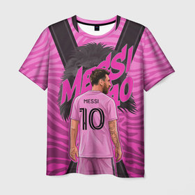 Мужская футболка 3D с принтом Лионель Месси ФК Интер Майами в Кировске, 100% полиэфир | прямой крой, круглый вырез горловины, длина до линии бедер | 