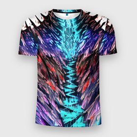 Мужская футболка 3D Slim с принтом Абстрактный разлом в Санкт-Петербурге, 100% полиэстер с улучшенными характеристиками | приталенный силуэт, круглая горловина, широкие плечи, сужается к линии бедра | 