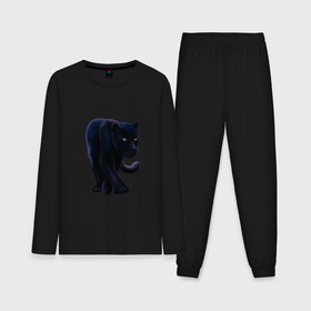 Мужская пижама с лонгсливом хлопок с принтом черная пантера, хищник в Кировске,  |  | 