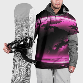 Накидка на куртку 3D с принтом Сай фай пейзаж в черно розовых тонах в Кировске, 100% полиэстер |  | 