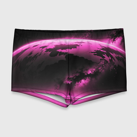 Мужские купальные плавки 3D с принтом Сай фай пейзаж в черно розовых тонах в Кировске, Полиэстер 85%, Спандекс 15% |  | 