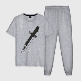 Мужская пижама хлопок с принтом CS нож , 100% хлопок | брюки и футболка прямого кроя, без карманов, на брюках мягкая резинка на поясе и по низу штанин
 | 