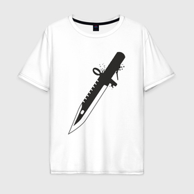 Мужская футболка хлопок Oversize с принтом CS нож , 100% хлопок | свободный крой, круглый ворот, “спинка” длиннее передней части | 