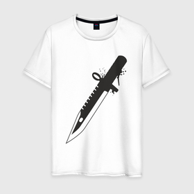 Мужская футболка хлопок с принтом CS нож , 100% хлопок | прямой крой, круглый вырез горловины, длина до линии бедер, слегка спущенное плечо. | 