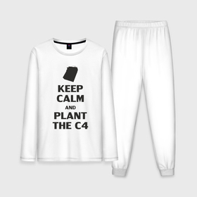 Мужская пижама с лонгсливом хлопок с принтом Plant c4   Counter Strike meme в Санкт-Петербурге,  |  | 