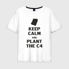 Мужская футболка хлопок Oversize с принтом Plant c4   Counter Strike meme в Белгороде, 100% хлопок | свободный крой, круглый ворот, “спинка” длиннее передней части | Тематика изображения на принте: 