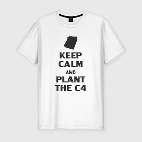 Мужская футболка хлопок Slim с принтом Plant c4   Counter Strike meme в Екатеринбурге, 92% хлопок, 8% лайкра | приталенный силуэт, круглый вырез ворота, длина до линии бедра, короткий рукав | 