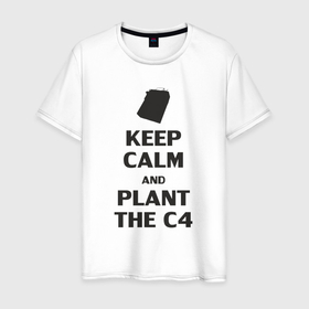 Мужская футболка хлопок с принтом Plant c4   Counter Strike meme в Белгороде, 100% хлопок | прямой крой, круглый вырез горловины, длина до линии бедер, слегка спущенное плечо. | 