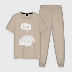 Мужская пижама хлопок с принтом Штурм мозга в Екатеринбурге, 100% хлопок | брюки и футболка прямого кроя, без карманов, на брюках мягкая резинка на поясе и по низу штанин
 | Тематика изображения на принте: 