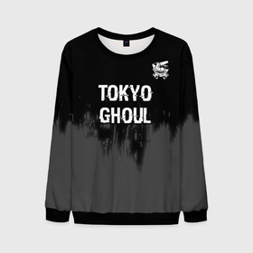 Мужской свитшот 3D с принтом Tokyo Ghoul glitch на темном фоне: символ сверху , 100% полиэстер с мягким внутренним слоем | круглый вырез горловины, мягкая резинка на манжетах и поясе, свободная посадка по фигуре | 