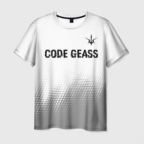 Мужская футболка 3D с принтом Code Geass glitch на светлом фоне: символ сверху , 100% полиэфир | прямой крой, круглый вырез горловины, длина до линии бедер | Тематика изображения на принте: 