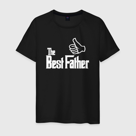 Мужская футболка хлопок с принтом The best father в Санкт-Петербурге, 100% хлопок | прямой крой, круглый вырез горловины, длина до линии бедер, слегка спущенное плечо. | 