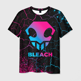 Мужская футболка 3D с принтом Bleach   neon gradient , 100% полиэфир | прямой крой, круглый вырез горловины, длина до линии бедер | 