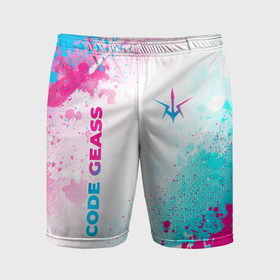 Мужские шорты спортивные с принтом Code Geass neon gradient style: надпись, символ ,  |  | Тематика изображения на принте: 