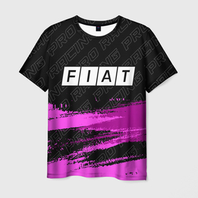 Мужская футболка 3D с принтом Fiat pro racing: символ сверху в Курске, 100% полиэфир | прямой крой, круглый вырез горловины, длина до линии бедер | 