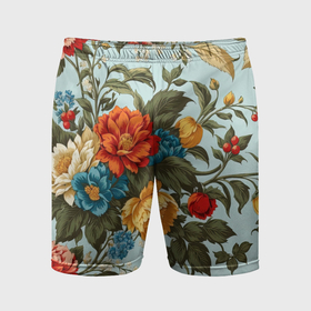 Мужские шорты спортивные с принтом Цветочное волшебство ,  |  | Тематика изображения на принте: 
