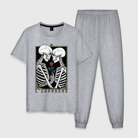 Мужская пижама хлопок с принтом Skeleton   lamoureux в Курске, 100% хлопок | брюки и футболка прямого кроя, без карманов, на брюках мягкая резинка на поясе и по низу штанин
 | 