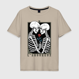Мужская футболка хлопок Oversize с принтом Skeleton   lamoureux в Петрозаводске, 100% хлопок | свободный крой, круглый ворот, “спинка” длиннее передней части | Тематика изображения на принте: 