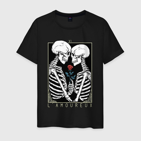 Мужская футболка хлопок с принтом Skeleton   lamoureux в Курске, 100% хлопок | прямой крой, круглый вырез горловины, длина до линии бедер, слегка спущенное плечо. | 