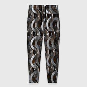 Мужские брюки 3D с принтом Кольчуга с большими кольцами в Белгороде, 100% полиэстер | манжеты по низу, эластичный пояс регулируется шнурком, по бокам два кармана без застежек, внутренняя часть кармана из мелкой сетки | 