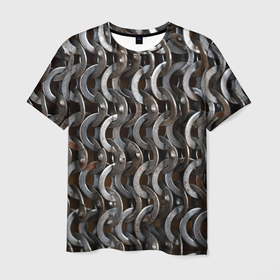 Мужская футболка 3D с принтом Кольчуга с большими кольцами в Кировске, 100% полиэфир | прямой крой, круглый вырез горловины, длина до линии бедер | Тематика изображения на принте: 