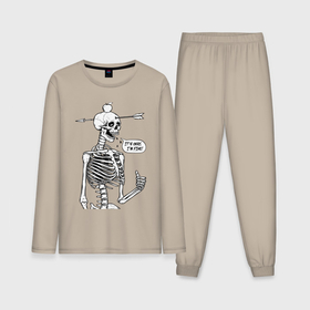 Мужская пижама с лонгсливом хлопок с принтом Skeleton   i am fine ,  |  | Тематика изображения на принте: 