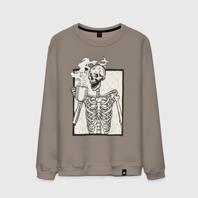 Мужской свитшот хлопок с принтом Skeleton morning в Санкт-Петербурге, 100% хлопок |  | Тематика изображения на принте: 