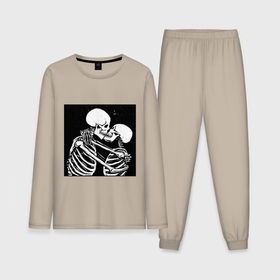 Мужская пижама с лонгсливом хлопок с принтом Kissing skeletons в Курске,  |  | 