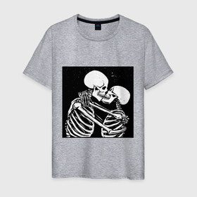 Мужская футболка хлопок с принтом Kissing skeletons в Белгороде, 100% хлопок | прямой крой, круглый вырез горловины, длина до линии бедер, слегка спущенное плечо. | 