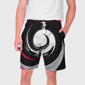 Мужские шорты 3D с принтом Spiral pink в Новосибирске,  полиэстер 100% | прямой крой, два кармана без застежек по бокам. Мягкая трикотажная резинка на поясе, внутри которой широкие завязки. Длина чуть выше колен | 