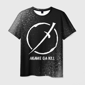Мужская футболка 3D с принтом Akame ga Kill glitch на темном фоне , 100% полиэфир | прямой крой, круглый вырез горловины, длина до линии бедер | 
