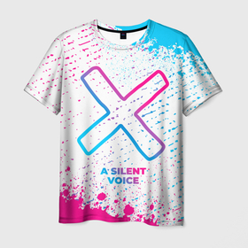 Мужская футболка 3D с принтом A Silent Voice neon gradient style в Петрозаводске, 100% полиэфир | прямой крой, круглый вырез горловины, длина до линии бедер | Тематика изображения на принте: 