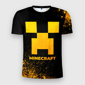 Мужская футболка 3D Slim с принтом Minecraft   gold gradient в Курске, 100% полиэстер с улучшенными характеристиками | приталенный силуэт, круглая горловина, широкие плечи, сужается к линии бедра | Тематика изображения на принте: 