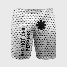 Мужские шорты спортивные с принтом Red Hot Chili Peppers glitch на светлом фоне: надпись, символ в Белгороде,  |  | Тематика изображения на принте: 