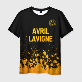 Мужская футболка 3D с принтом Avril Lavigne   gold gradient: символ сверху в Екатеринбурге, 100% полиэфир | прямой крой, круглый вырез горловины, длина до линии бедер | 