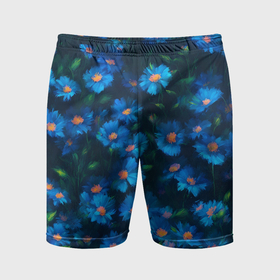 Мужские шорты спортивные с принтом Синие хризантемы ,  |  | 