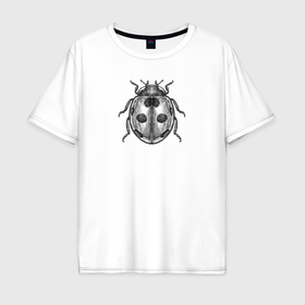 Мужская футболка хлопок Oversize с принтом Божья коровка гравюра в Белгороде, 100% хлопок | свободный крой, круглый ворот, “спинка” длиннее передней части | 