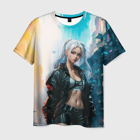 Мужская футболка 3D с принтом Боевая девушка в Курске, 100% полиэфир | прямой крой, круглый вырез горловины, длина до линии бедер | 