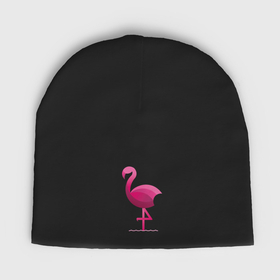 Мужская шапка демисезонная с принтом Фламинго минималистичный в Курске,  |  | Тематика изображения на принте: 
